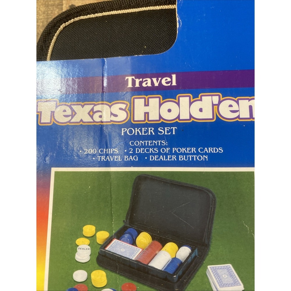 Vtg Excite Travel Texas Hold'Em Poker Set 200 Chips & Travel Case New 90s Y2K - Picture 9 of 16